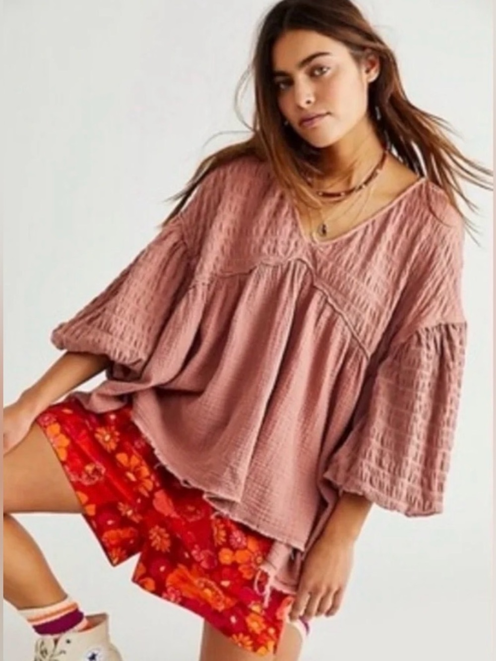 We The Free Flower Power Oversized Top Size Small